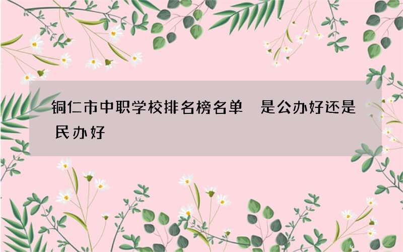 铜仁市中职学校排名榜名单 是公办好还是民办好